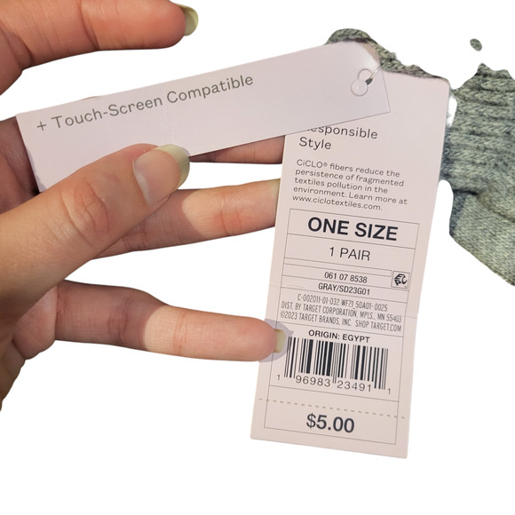 NWT Wild Fable gray one size gloves touch screen compatible, one size - Picture 5 of 5